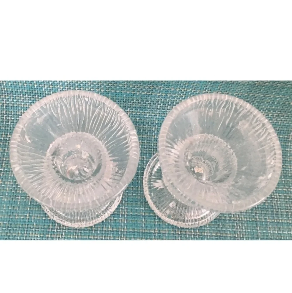 MCM Luminarc Nordic Candle Holders Set of 2 Textured Clear Glass 3.75